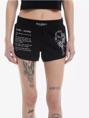 Hot Topic Black 'Death Note' Graphic Women's Athletic Shorts